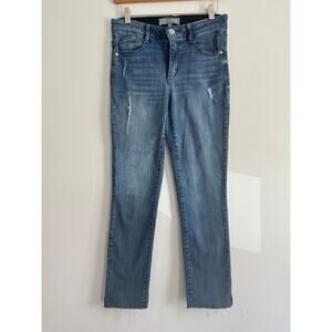 Wit & Wisdom Jeans Women’s Size 2 Blue Distressed Raw Hem Slim Straight